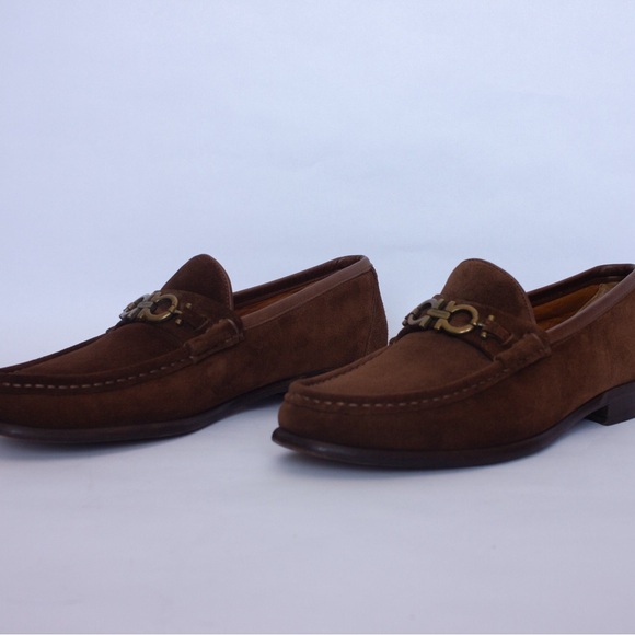 850$Ferragamo Moccasin Gancini‎ Testa Di Moro Ornament Suede  Mens SZ:9 main image 10